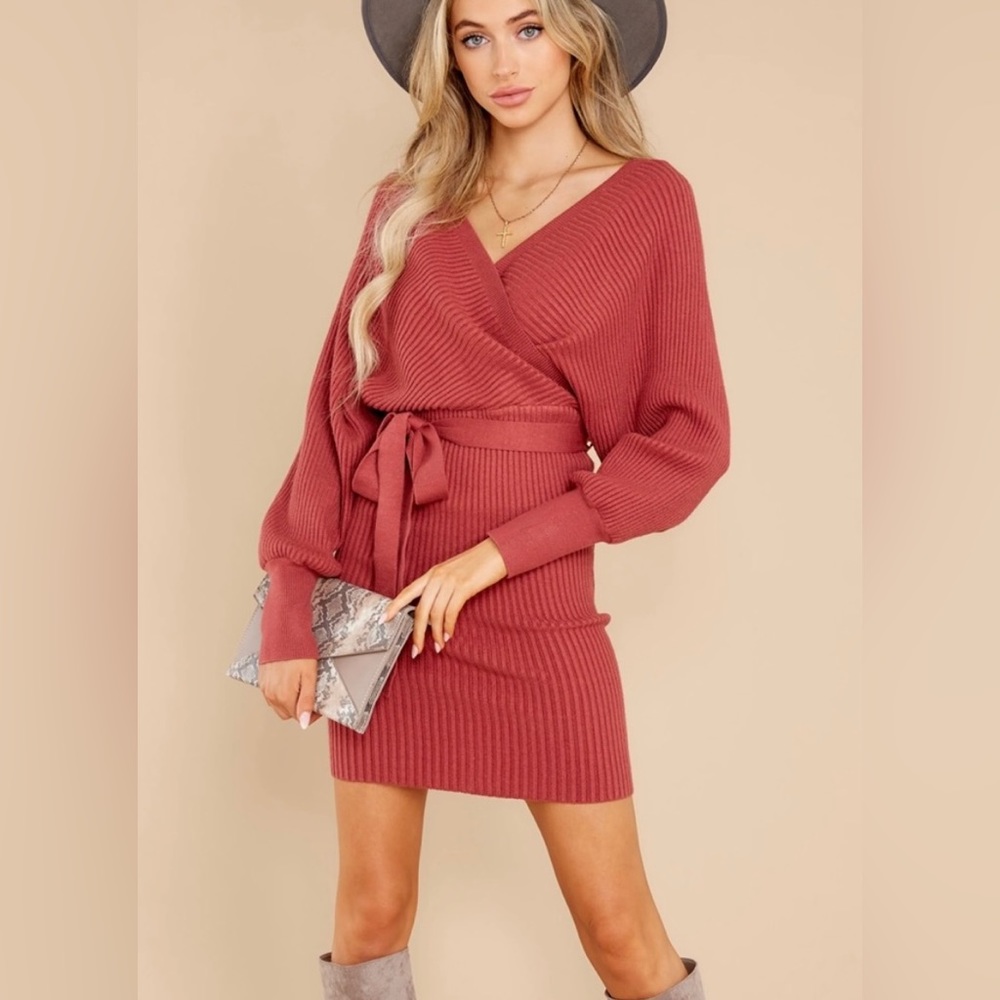 Red Dress Boutique Continuous Bliss Rose Sweater Dress, NWT Size M